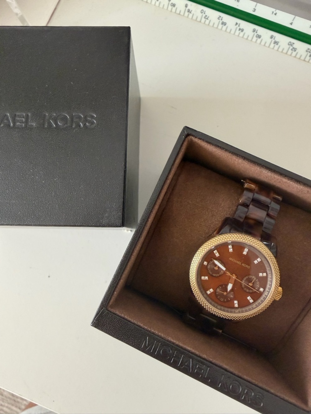 Michael Kors Tortoiseshell Watch Links and Tags - Brown and Gold